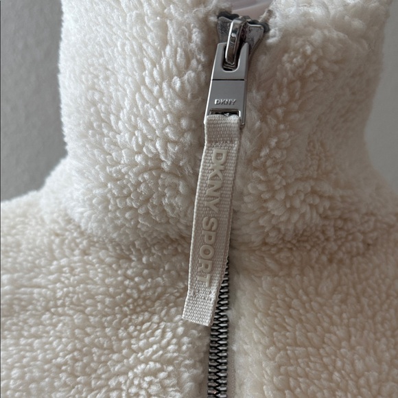 DKNY Cream Sherpa Zip Jacket - Picture 2 of 10